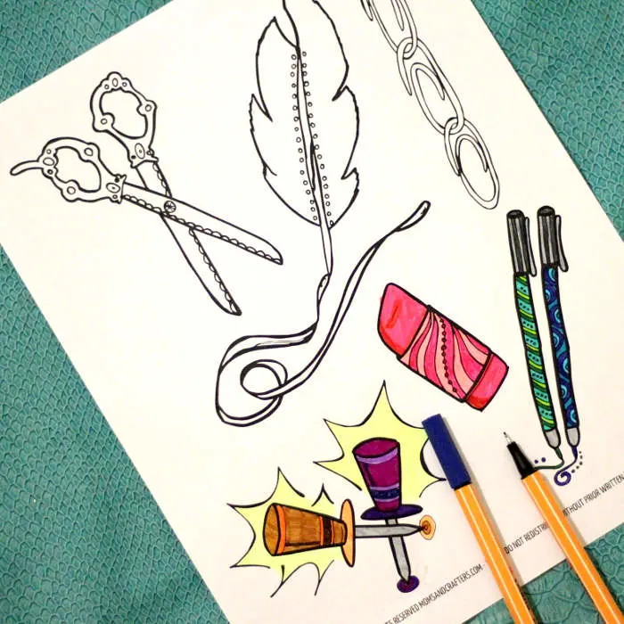 Some fun for back-to-school for teens and college students! Grab this free printable office supplies coloring page for adults for some stationery store-inspired fun...