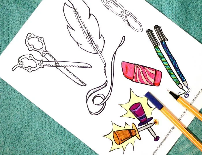 Some fun for back-to-school for teens and college students! Grab these free printable office supplies coloring pages for adults for some stationery store-inspired fun...