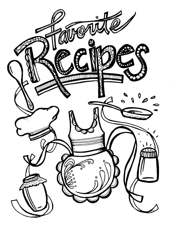 Printable recipe binder coloring pages for adults - so cool! this is such an artful and unique way to organize recipes you get from others.