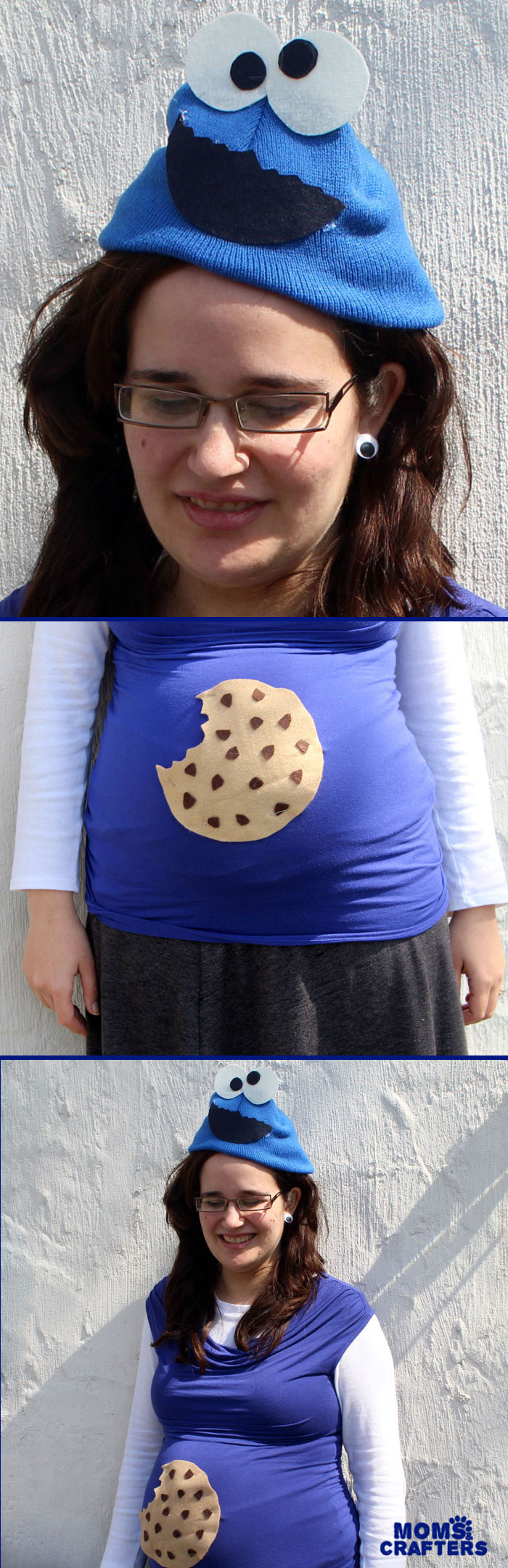 This DIY cookie monster costume is a perfect costume for pregnant lady! You can make the maternity version or use the same tutorial for a toddler or young kid. It's a no-sew tutorial of course, and perfect for Halloween, Purim or pretend play!