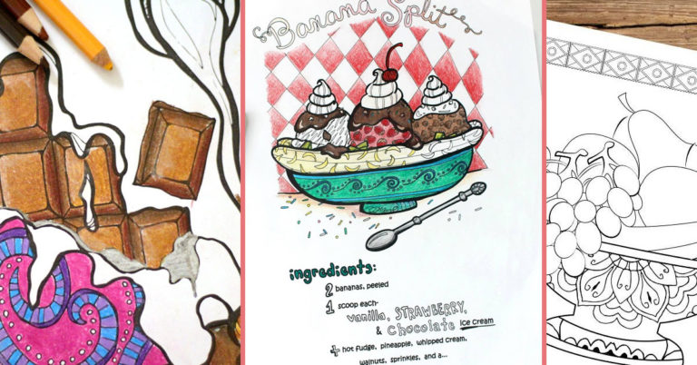10 Food Coloring Pages for Grown-ups