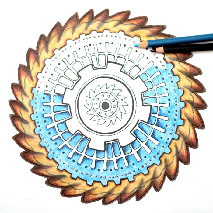 Grab this free printable gears mandala coloring page for adults - and learn how I find the time to color as a busy mom! You'll love these time-saving parenting tips that give you the chance to do the things you like, relax, and take care of yourself!