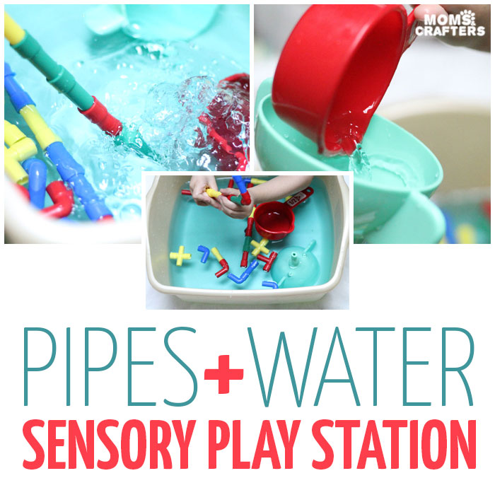 Check out this cool pipes and water play for toddlers activity - a fun sensory soup activity for toddler but also perfect for preschool and young kids! It incorpirates some engineering, problems solving, fine motor skills, plus some plain old silly fun!