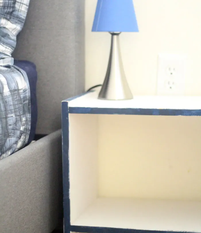 This IKEA RAST night stand makeover is so easy! The DIY color accent nightstand really pulls together the entire bedroom - which was remade on a shoestring. You'll love these budget-friendly bedroomd decor ideas and this easy IKEA RAST hack that can be done during naptime.
