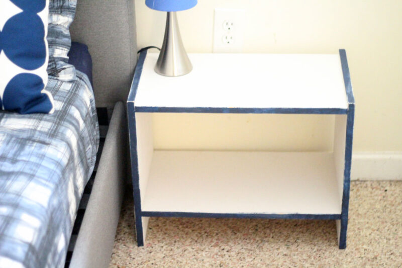 This IKEA RAST night stand makeover is so easy! The DIY color accent nightstand really pulls together the entire bedroom - which was remade on a shoestring. You'll love these budget-friendly bedroomd decor ideas and this easy IKEA RAST hack that can be done during naptime.