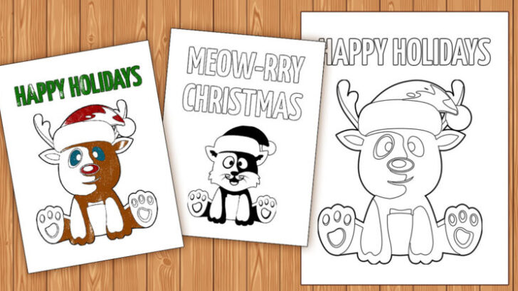 Free Printable Color-in Holiday Cards for Kids