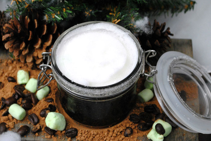 DIY scrubs and beauty products make great homemade gift ideas! This mint cocoa sugar scrub recipe is easy to prepare in large batches and a wonderful way to make your own presents.