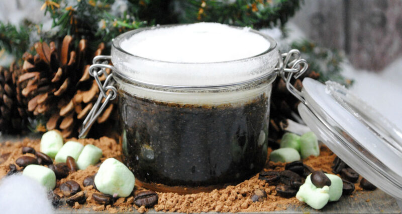 DIY scrubs and beauty products make great homemade gift ideas! This mint cocoa sugar scrub recipe is easy to prepare in large batches and a wonderful way to make your own presents.