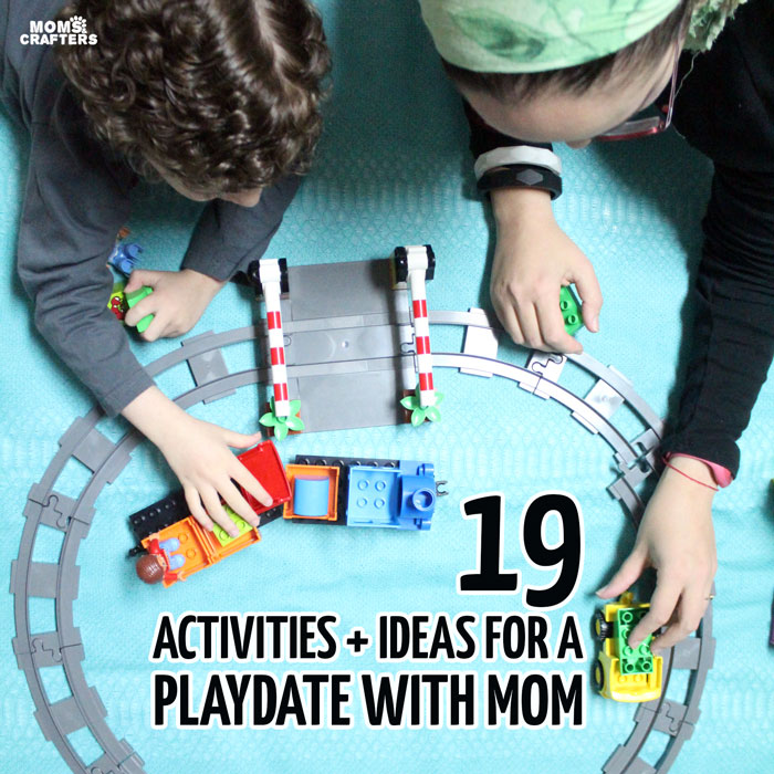 Love these ideas for a playdate with mom - perfect way for mothers to spend time with preschool age children! It includes snack ideas, activities, lots of things to do with LEGO DUPLO bricks, tons of educational fun ideas for toddlers and preschool.