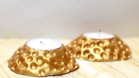 DIY Clay Candle Holders that look like Hammered Metal!