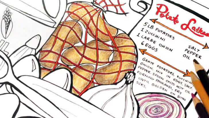 Free Printable Hanukkah Coloring Page for Adults – Latkes Recipe