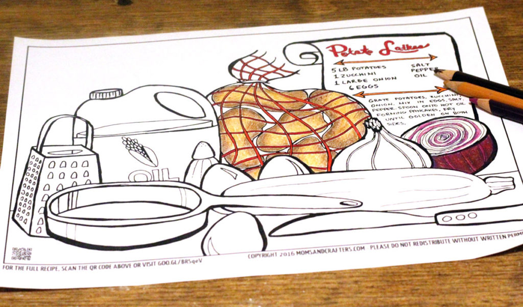 Free Printable Hanukkah Coloring Page for Adults Latkes Recipe