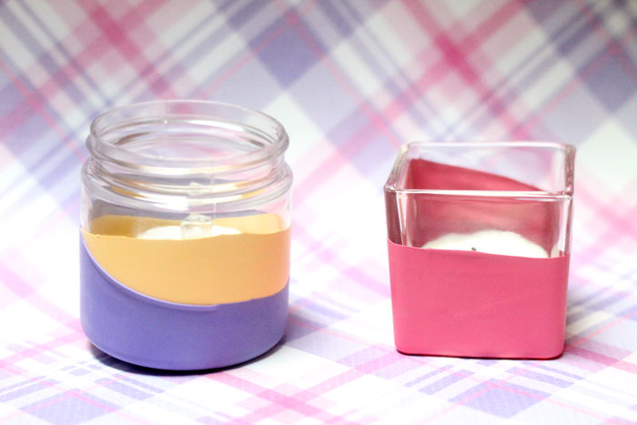 Make this ridiculously easy color block candle holder in minutes - super quick craft idea that anyone can make, perfect for decor at parties, new year's eve, or any celebration.