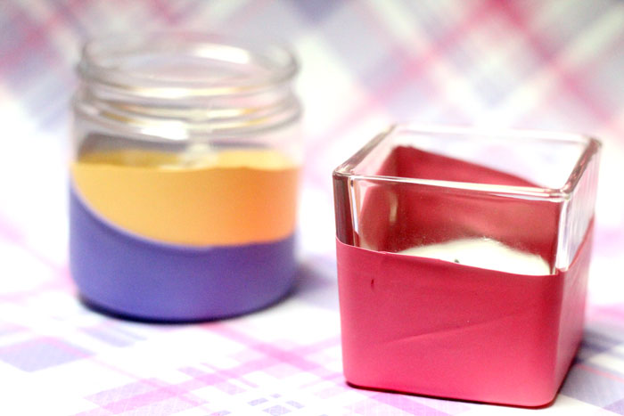Make this ridiculously easy color block candle holder in minutes - super quick craft idea that anyone can make, perfect for decor at parties, new year's eve, or any celebration.