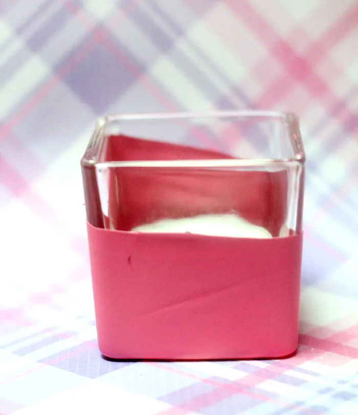 Make this ridiculously easy color block candle holder in minutes - super quick craft idea that anyone can make, perfect for decor at parties, new year's eve, or any celebration.