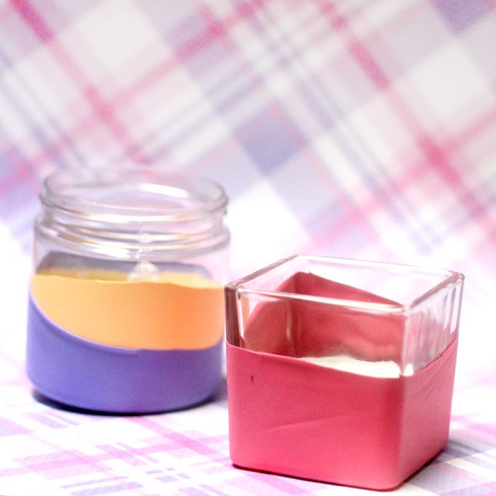 Make this ridiculously easy color block candle holder in minutes - super quick craft idea that anyone can make, perfect for decor at parties, new year's eve, or any celebration.