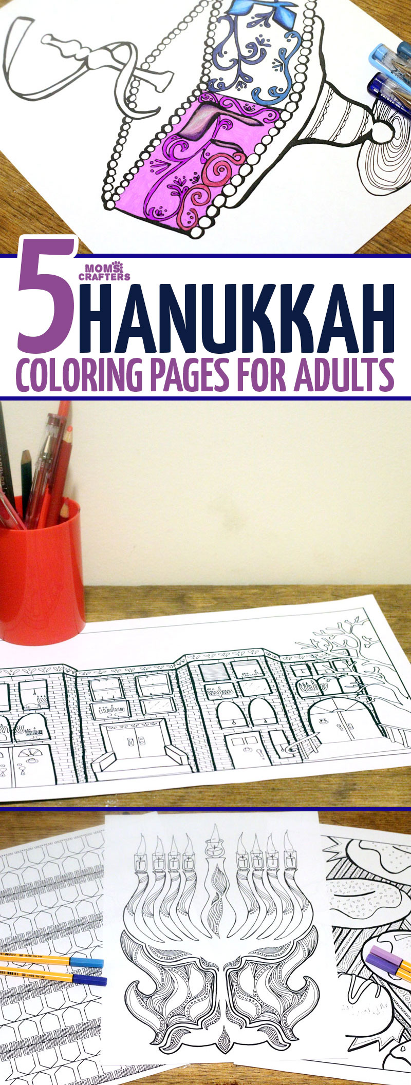 Finally - Hanukkah coloring pages for adults - I love these! I think I'm going to put these out at my Chanukah party next week. IT's a great activity for teens and tweens too who love adult colouring pages