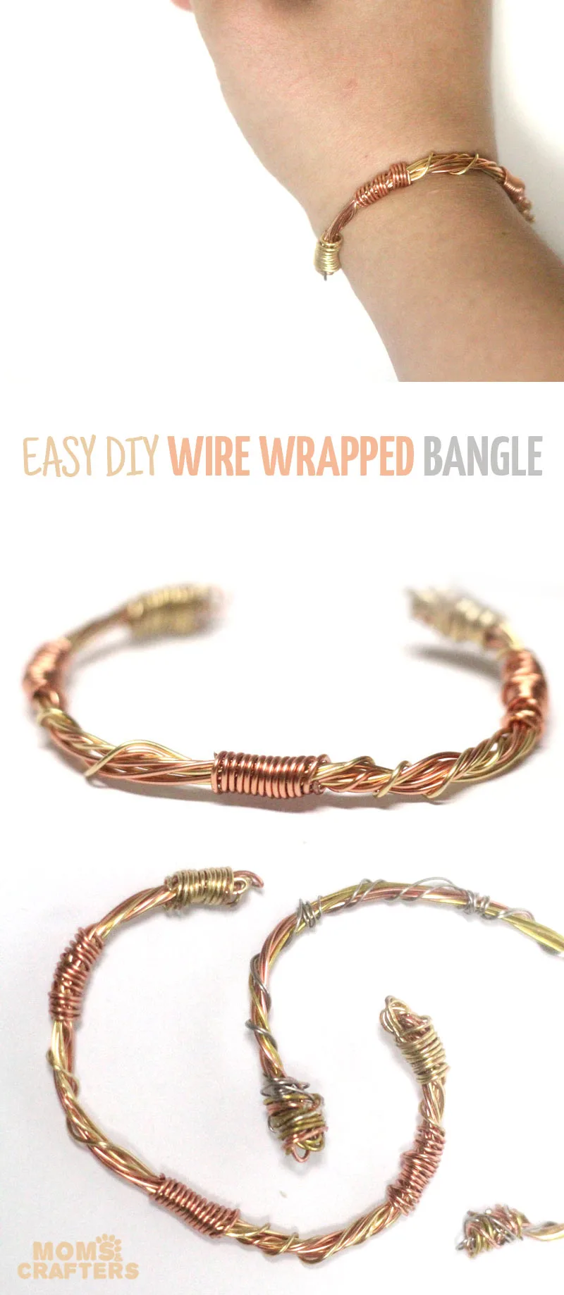 This beautiful wire wrapped bangle is perfect for stacking, for day or evening! I even wear mine alone and get so many compliments - just follow the simple step by step jewelry making tutorial including a video as well. This DIY jewelry making project is perfect for beginners or intermediate level
