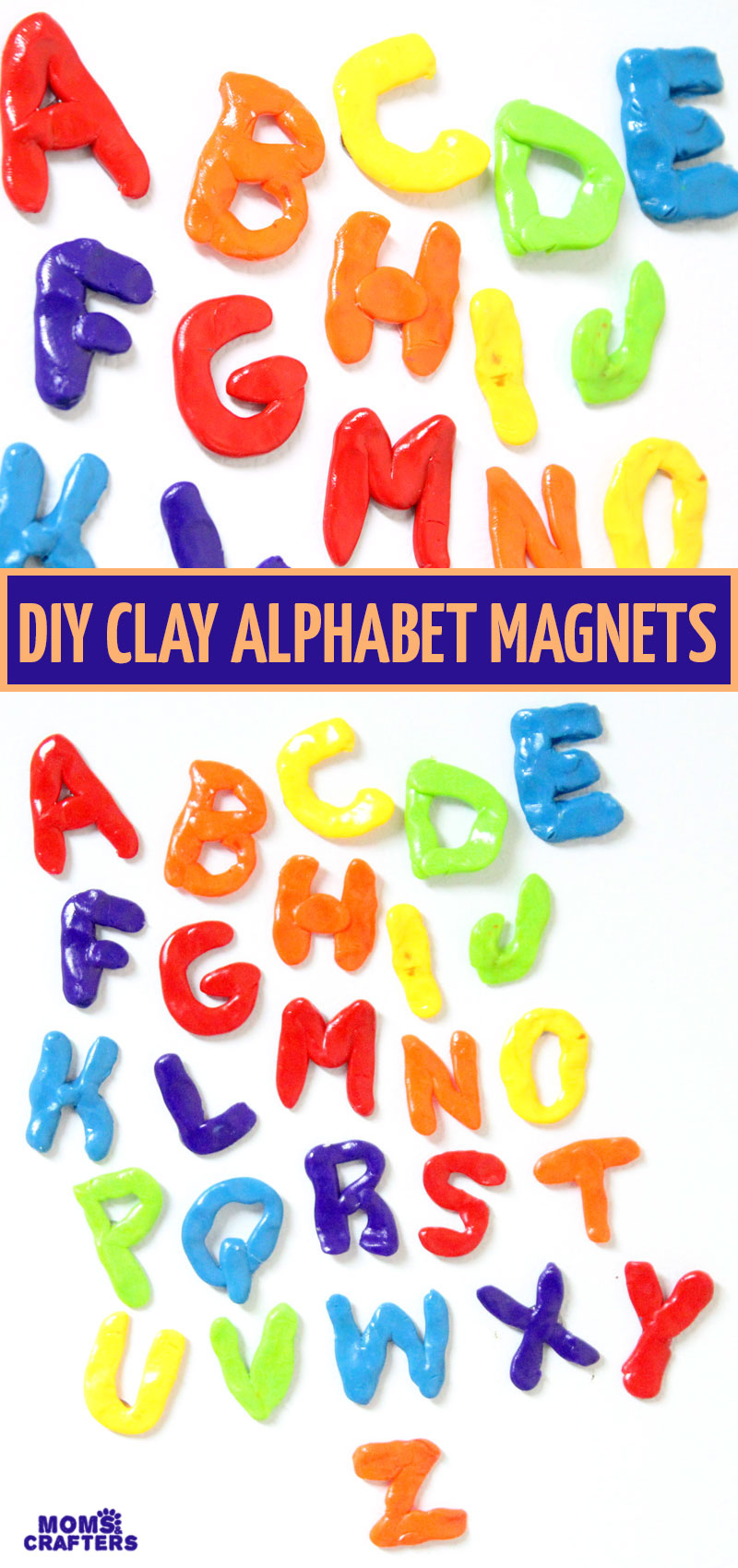 Make these fun DIY alphabet magnets using clay - love this DIY gift idea for young children! IT's a great way to teach the abc's and perfect for preschoolers. The glossy finish makes it look great.