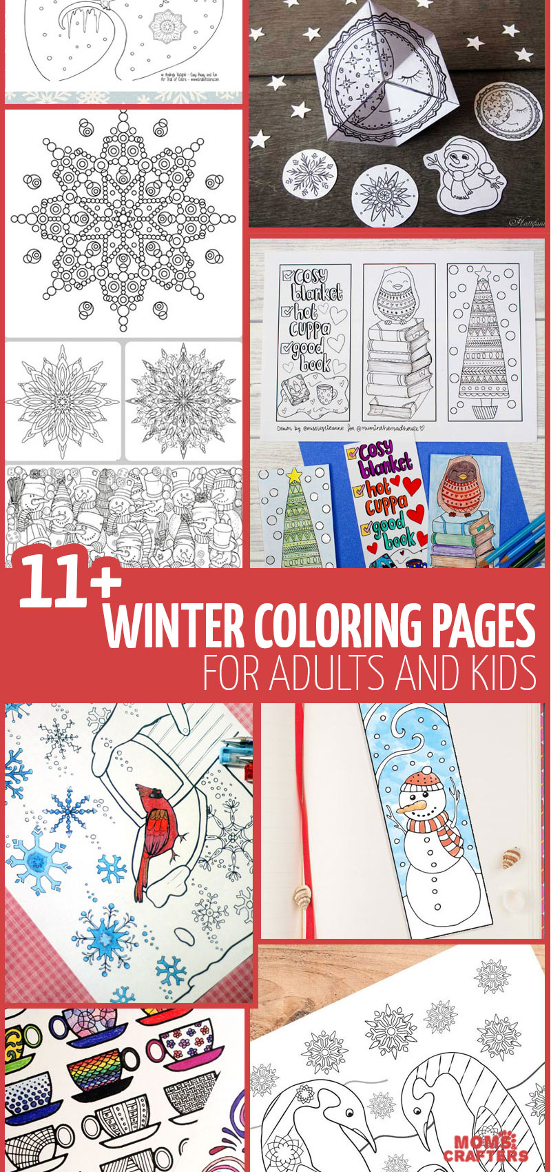 Grab these free printable winter coloring pages for adults - for lots of adult colouring pages and fun!! #adultcoloring #coloringpage