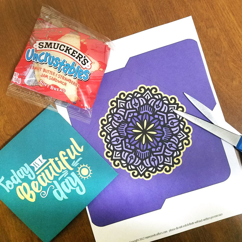 I use these free printable sandwich envelopes as a recyclable alternative to sandwich bags - plus my son loves them! They are a really great way for moms to make lunch a little more fun and special. You can use these free printable square envelopes for note cards and staionery too - one has a fun typography message and one has pretty mandala art on it. 