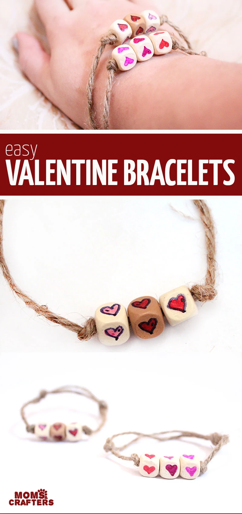 Click to learh now to make easy heart friendship bracelets - these fun DIY valentine ideas for tweens and teens are easy and cheap to make! 