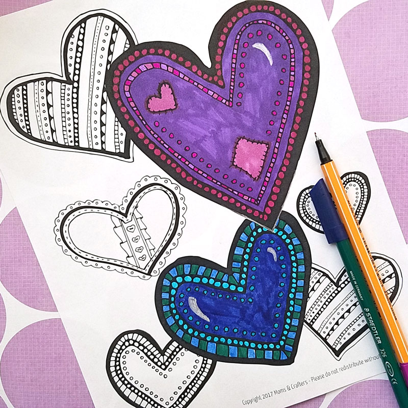 Free printable coloring pages for adults in a fun heart pattern! You'll love this complex colouring page for grown-ups, great for relaxing and color therapy. It's perfect for Valentine's Day but great for any day of the year too.