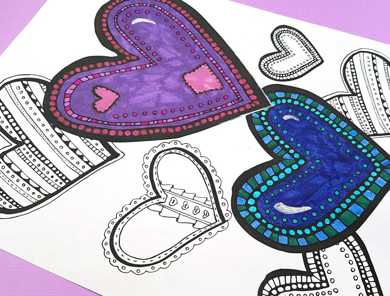 Free printable coloring pages for adults in a fun heart pattern! You'll love this complex colouring page for grown-ups, great for relaxing and color therapy. It's perfect for Valentine's Day but great for any day of the year too.