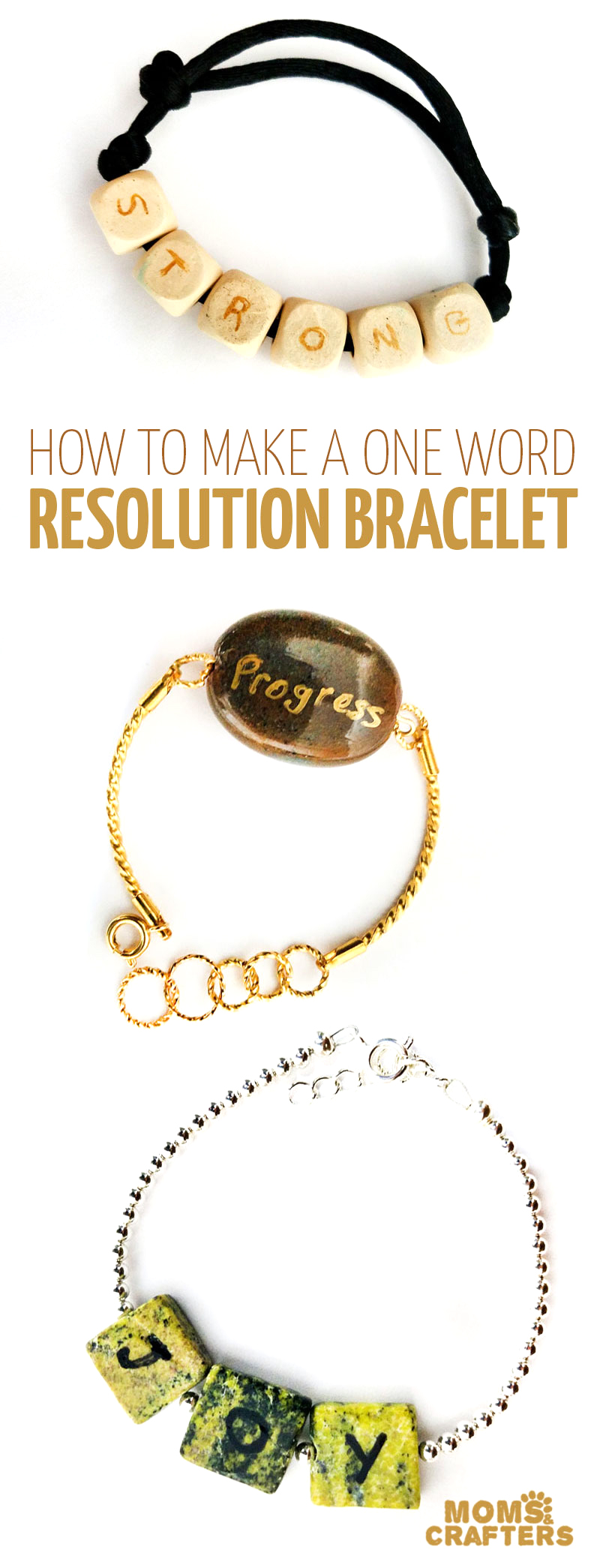 This is the best tip for sticking to New Year's resolutions - make one word resolution bracelets to keep it in sight all year! These are really pretty and easy DIY bracelets to make, great for beginning jewelry making or advanced. Tutorials for all of these one-word resolution bracelets included.