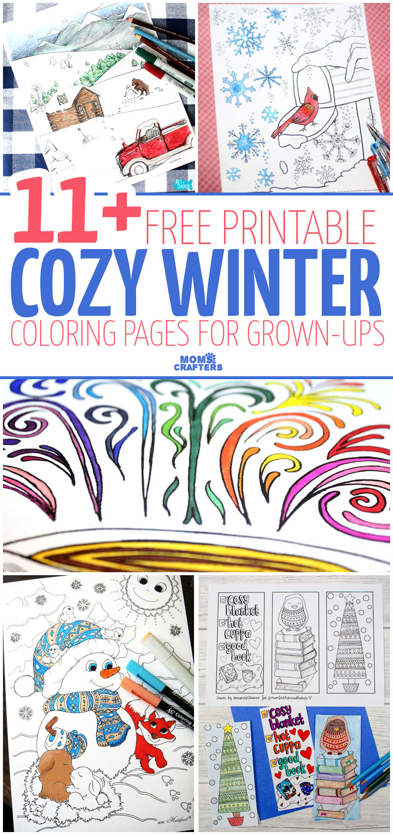 Get these 11+ free printable winter coloring pages for adults - not just for Christmas this time around! You'll love these free colouring pages for grown-ups - a great activity for teens and tweens on snow days as well!