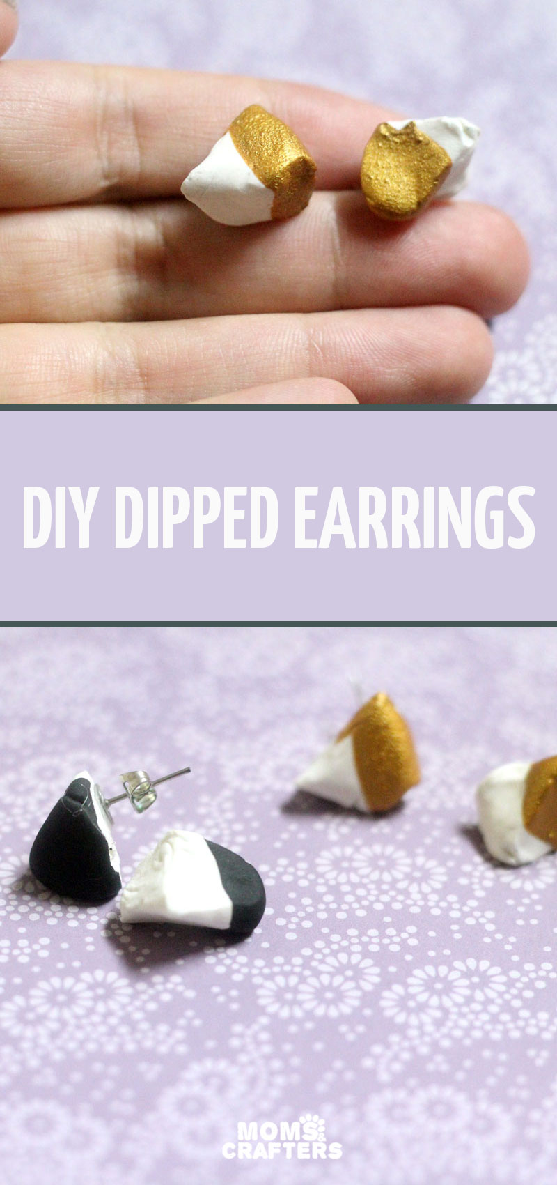 Make these beautiful DIY dipped geometric earrings from clay! They areso lightweight and the color block design can be made in any color to match any outfit.