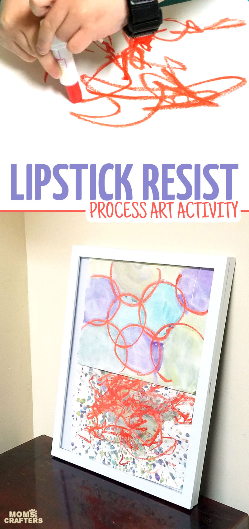 Whaat? Coloring with lipstick?! But it's really fun... This lipstick resist process art activity is fun for preschool and toddlers, or even bigger kids. Might seem like a fun art project for girls but I actually did it with my boy and he loved it. 