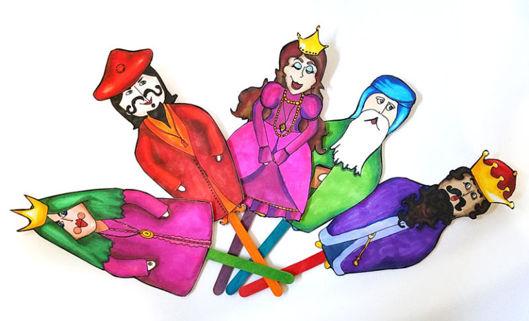 Free Printable Color in Purim Puppets - Purim Puppets 2 1 768x467 
