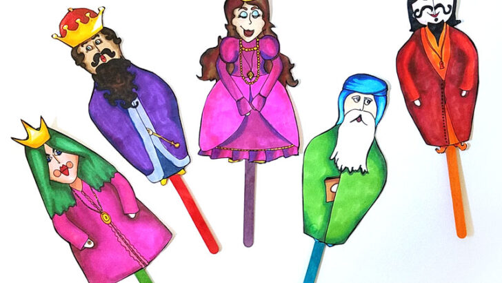 Free Printable Color-in Purim Puppets