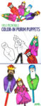 Free Printable Color-in Purim Puppets * Moms and Crafters