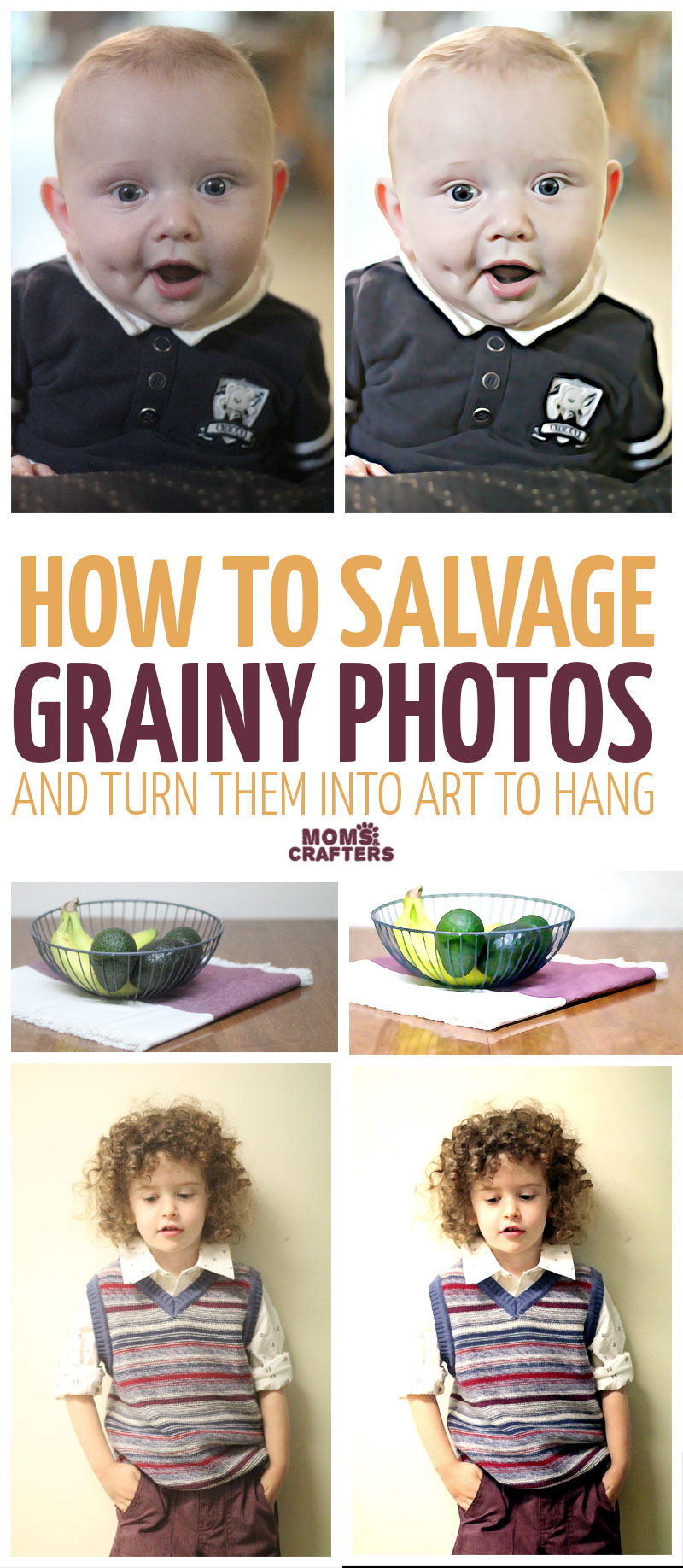 I discovered this cool way to salvage grainy photos - somehow all my best children's photos seem to blur or come out grainy. These kids photography tips help to salvage them and turn them into art for framing and using as home decor.