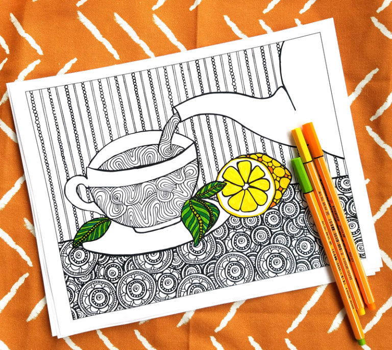 Tea Coloring Pages for Adults
