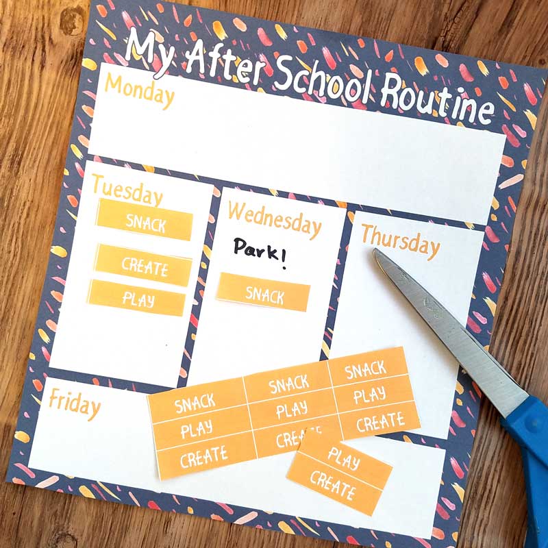 Get control over your preschooler's after school routine with these fun free printable after school routine planners! Two versions - one for toddlers and preschool and one for grade school kids - this parenting organization printable will help you plan ahead!