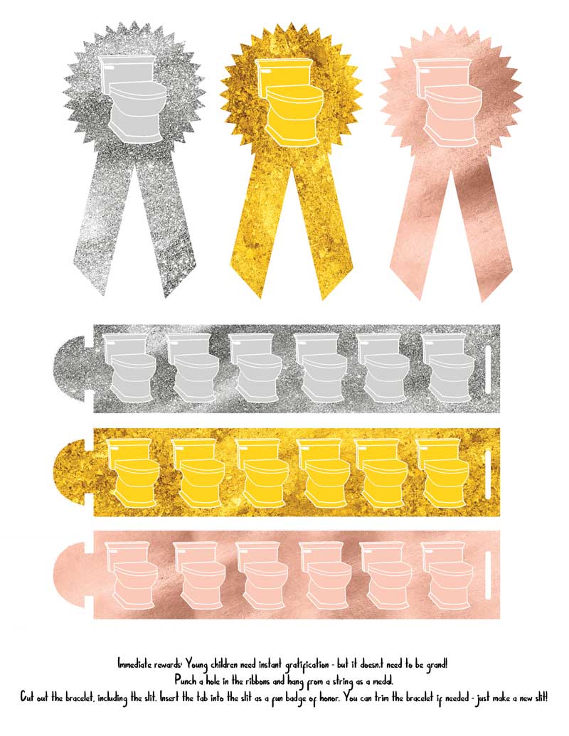 These potty training chart printables, rewards system, and awards are the perfect positive reinforcement for potty training boys and girls! It's great for difficult toddlers and preschoolers and for learning to pee and poop, along with every other stage of toilet training a 2 year old or 3 year old!