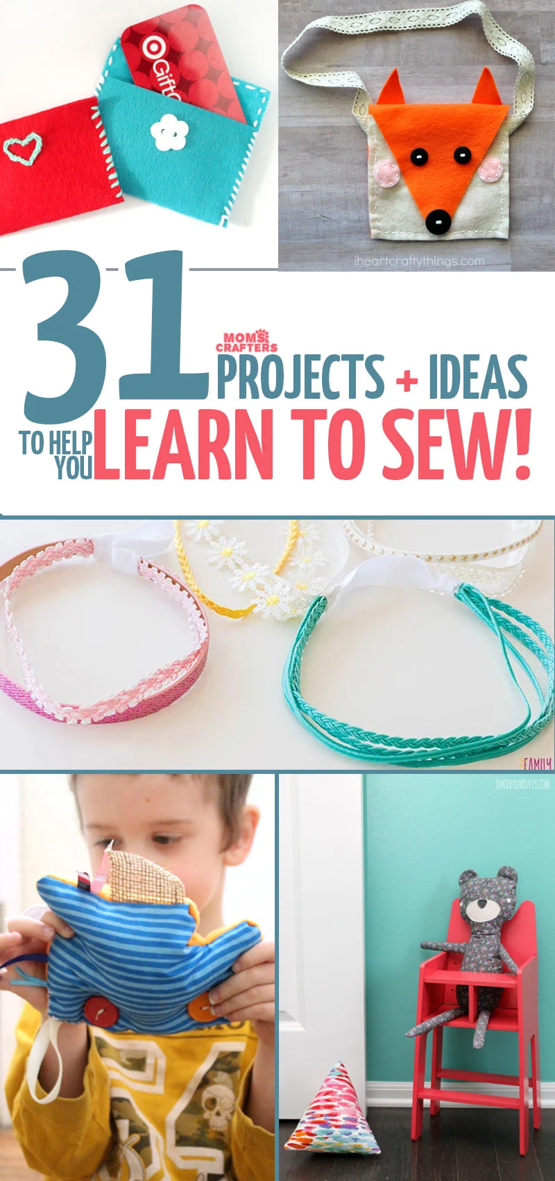 these easy sewing projects for kids, teens, tweens, and adults are perfect to learn to sew on! They incorporate basic hand sewing and machine sewing skills and include free sewing patterns for beginners.