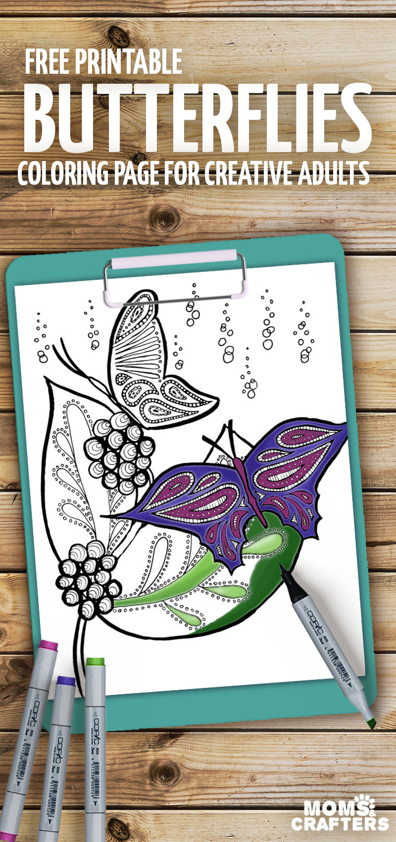 Print these beautiful butterflies coloring pages for adults - these stunning Spring and Summer coloring pages are totally relaxing and colour therapy - enjoy these free printables!