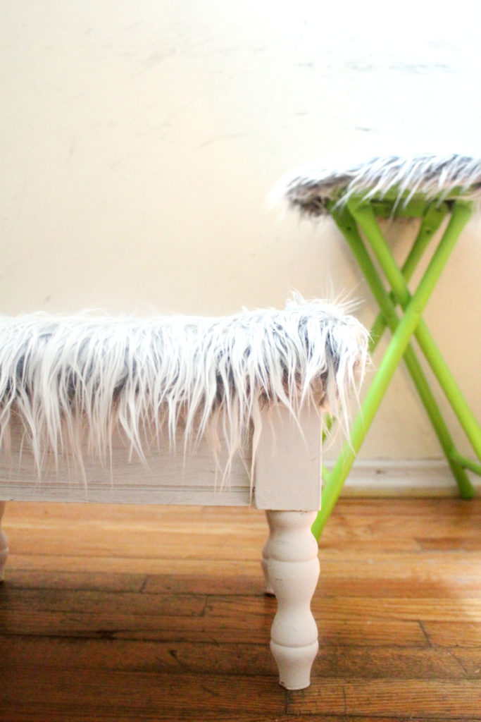 Faux Fur Stool Makeover Quick & Easy! * Moms and Crafters