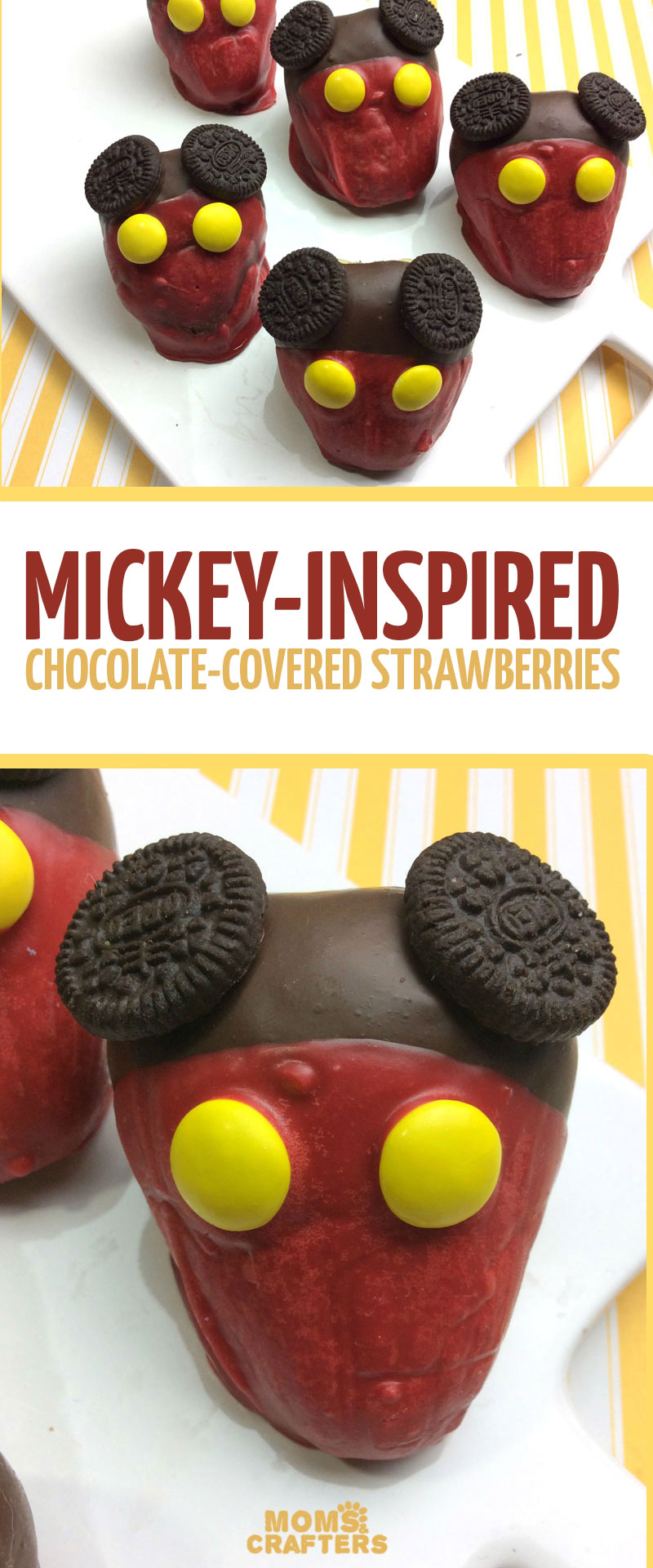 These chocolate covered strawberries are the perfect Mickey Mouse food for your Disney themed party! These Mickey Mouse inspired snacks are easy to make and fun for cooking with kids, or for your mickey themed birthday party!