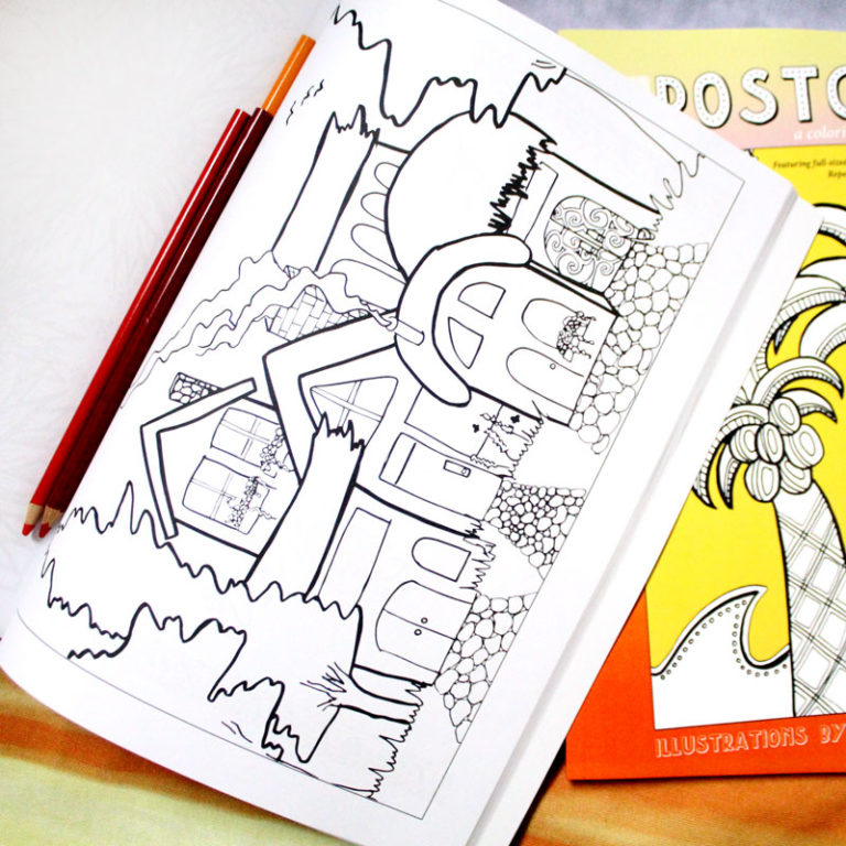 Postcards Coloring Book for Adults * Moms and Crafters