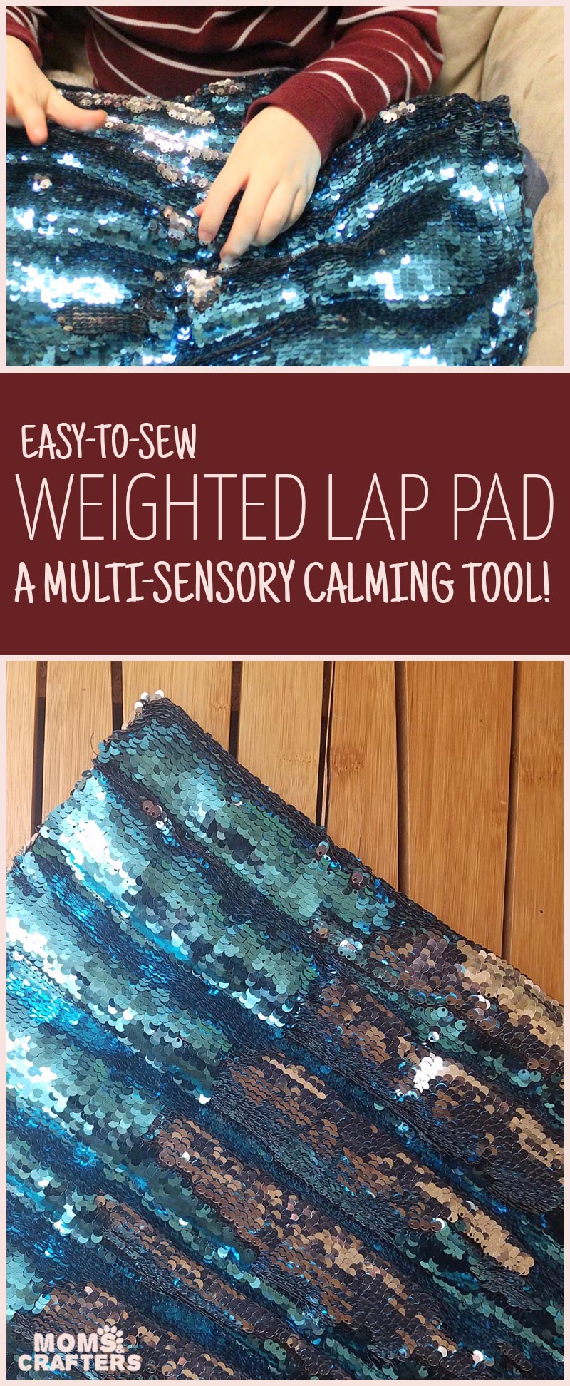 Make a DIY weighted lap pad - an easy beginner sewing project for moms! This calming sensory tool offers multi-sensory stimulation and is perfect for calming young children with anxiety. It's a DIY toy and a simple half-hour craft for moms all in one!