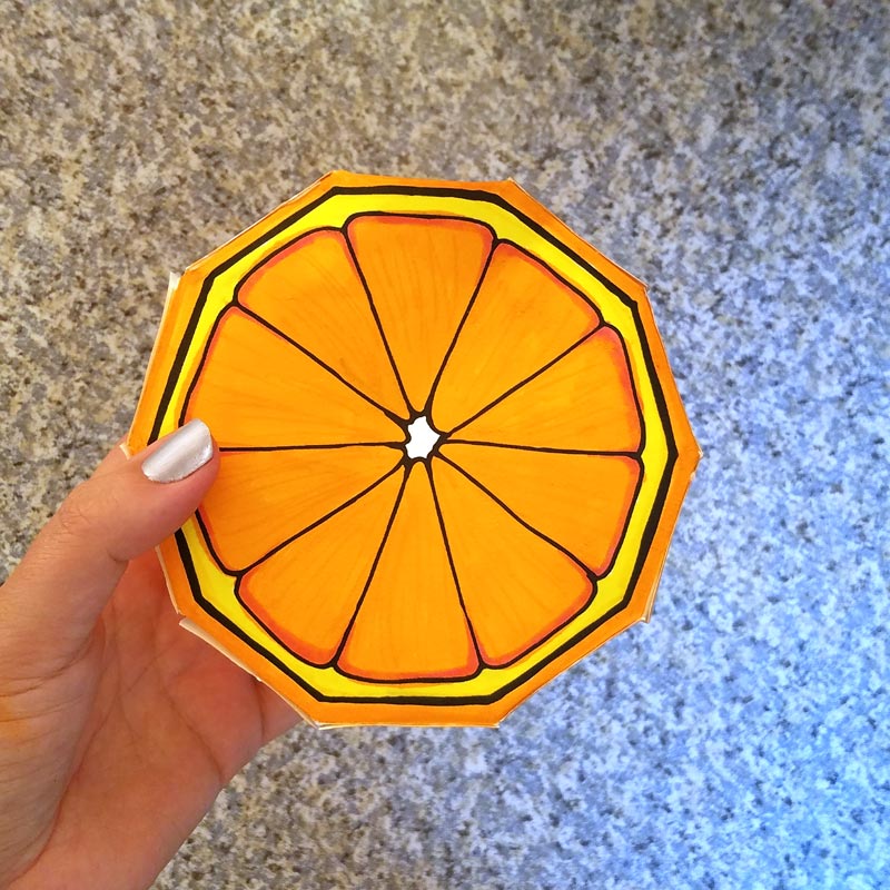 These free printable citrus fruit coloring pages fold into surprise message cards - put a photo inside, write a corny love note, either way it will be loved! This citrus paper craft works as a DIY paper toy and the fun lemon, orange, and lime slices can be played with or given as gifts. 