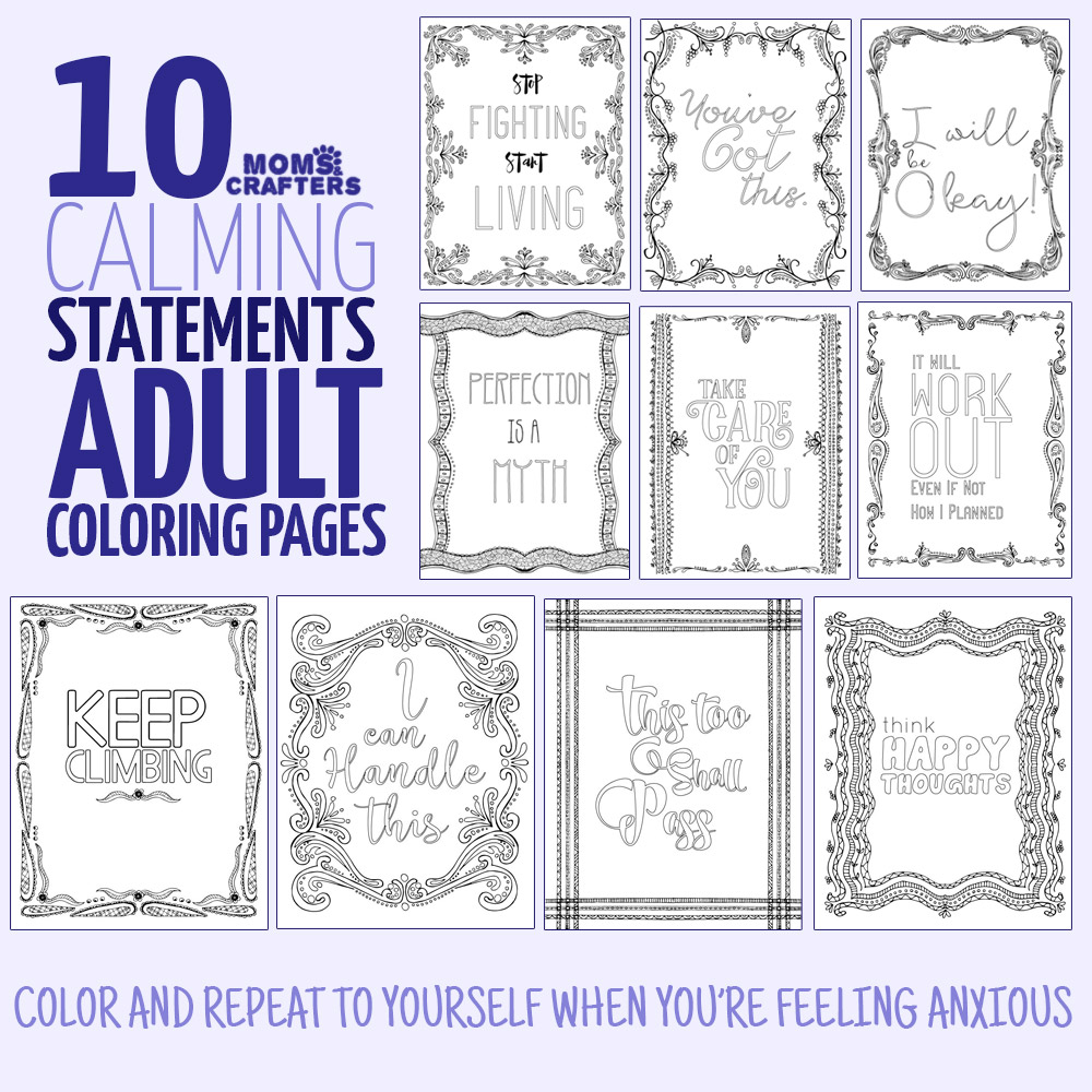 Do you feel crazy stressed sometimes - or even suffer from anxiety? These anti stress coloring book for adults are also perfect for teens to help them deal with stress or for college students. These colouring pages for adults feature anti stress encouraging and motivating expressions and statements that you can repeat to yourself as you color.
