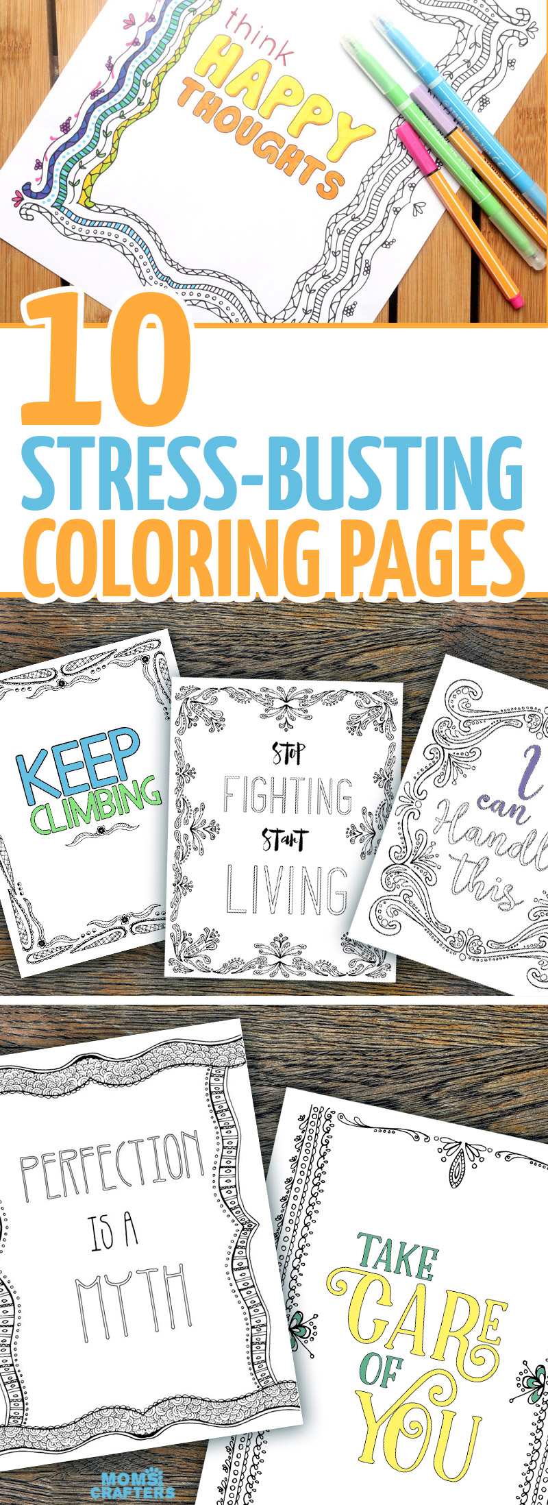 Do you feel crazy stressed sometimes - or even suffer from anxiety? These anti stress coloring book for adults are also perfect for teens to help them deal with stress or for college students. These colouring pages for adults feature anti stress encouraging and motivating expressions and statements that you can repeat to yourself as you color.