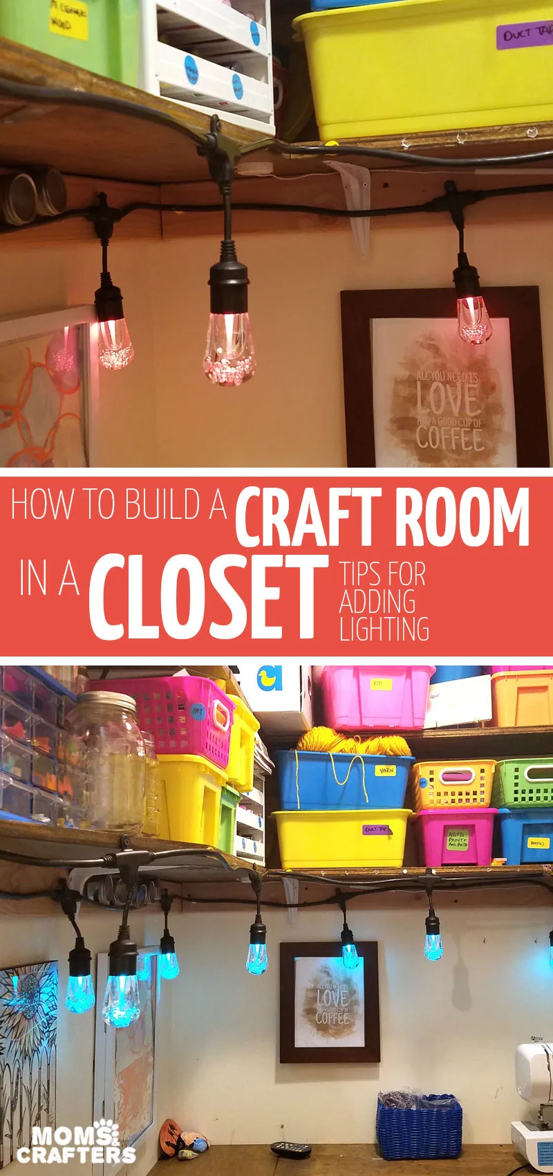 Click if you think you have no space for a craft room! Learn how I made the coolest craft room in a closet with this amazing craft room reveal and some super craft room hacks #craftroom #homedecor #diy