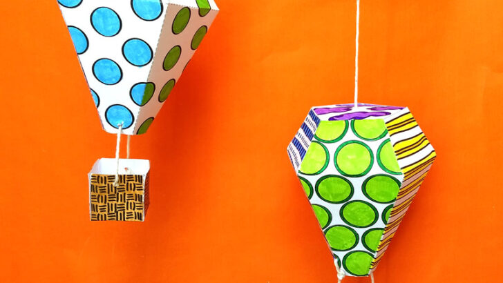 Hot Air Balloon Mobile Template and Coloring Page